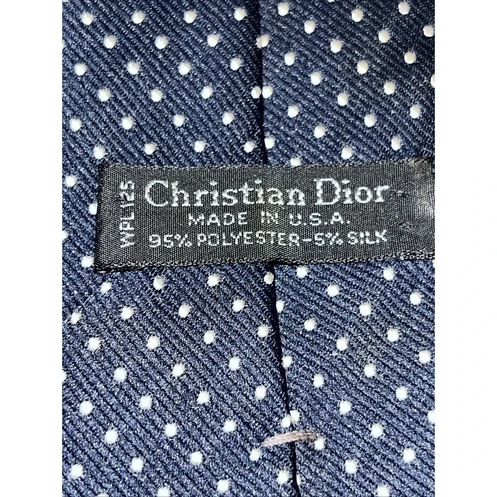 VTG Christian Dior Necktie Mens Navy Blue Burgundy Woven Silk Blend Ties Qty 3 - Picture 6 of 8